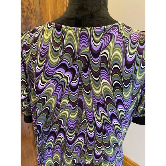 Gitano Plus Size 18-20W Top Short Sleeve Top Square Neck Purple Green  Stretch - Picture 5 of 11